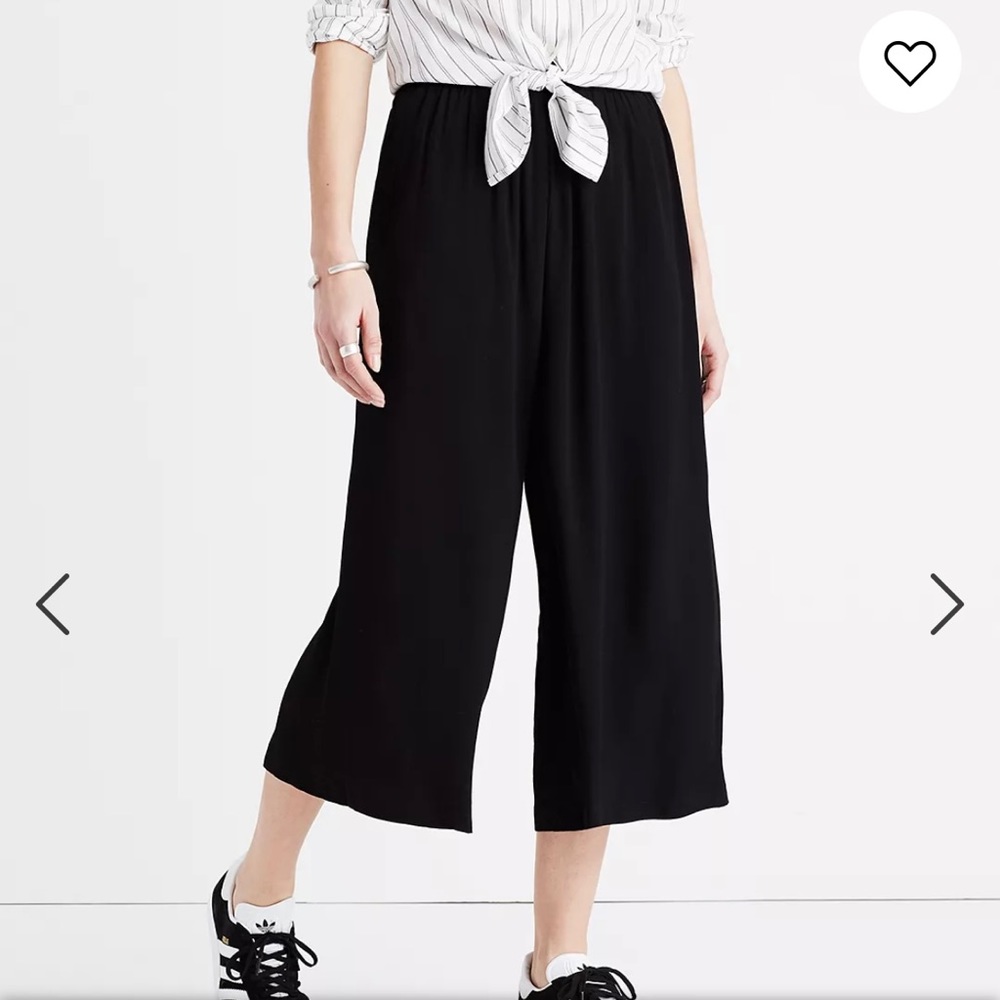 Madewell Women's Huston Pull-On Pants Black Sz SM Wide Leg Gaucho Style MINT
